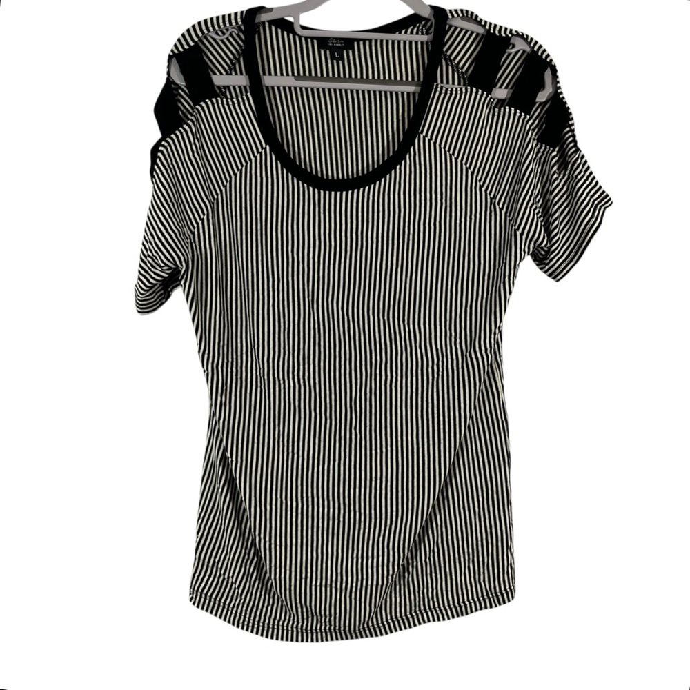 Black and White Striped Women's Top
